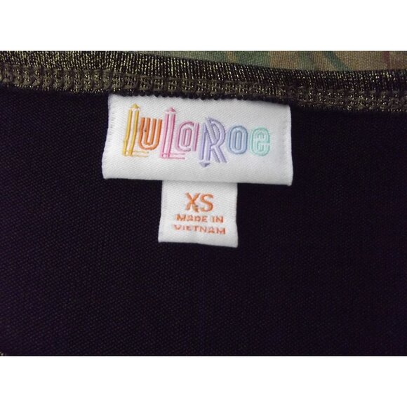 LulaRoe Tunic Top Womens Size XS Metallic Gold Black sparkle hi lo hem round - Picture 6 of 7